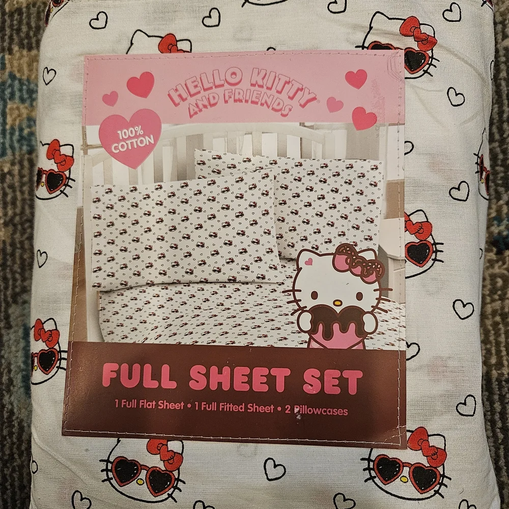 Hello Kitty and Friends Pink and White Sheet Set